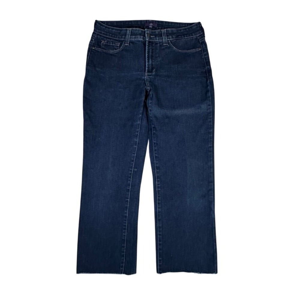 Vintage NYDJ Not Your Daughters Jeans Dark Wash Straight Leg Raw Hem Size 10 Cut